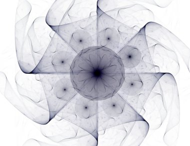 Temel parçacıklar serisi. Nükleer fizik ve grafik tasarımı konularında soyut fraktal formların etkileşimi.