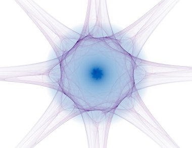 Temel parçacıklar serisi. Nükleer fizik ve grafik tasarımı konularında soyut fraktal formların etkileşimi.