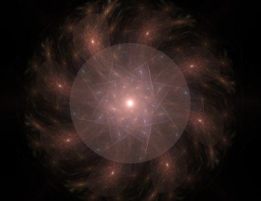 Temel parçacıklar serisi. Nükleer fizik ve grafik tasarımı konularında soyut fraktal formların etkileşimi.