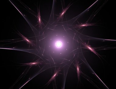 Temel parçacıklar serisi. Nükleer fizik ve grafik tasarımı konularında soyut fraktal formların etkileşimi.