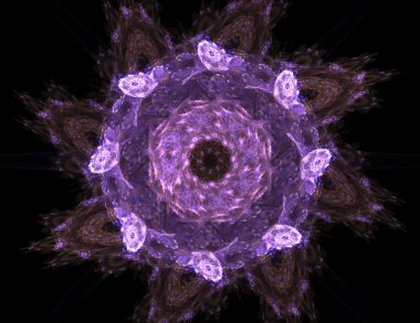 Temel parçacıklar serisi. Nükleer fizik ve grafik tasarımı konularında soyut fraktal formların etkileşimi.