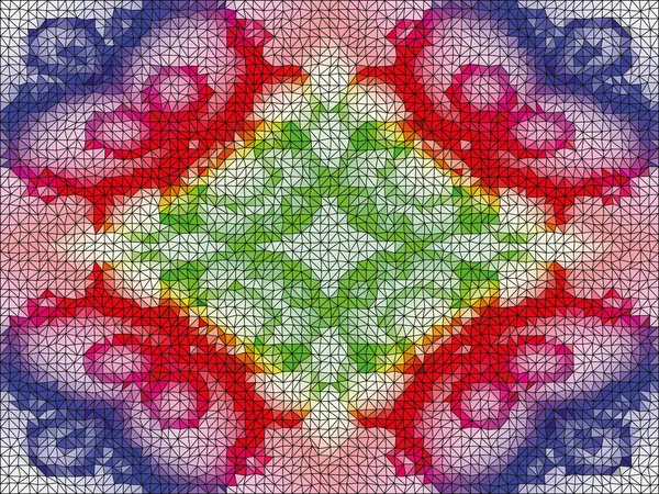 Kaleidoskopischer Vektor-Mosaik-Hintergrund mit niedrigem Poly-Kreis-Stil — Stockvektor