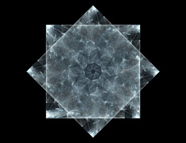 Temel parçacıklar serisi. Nükleer fizik ve grafik tasarımı konularında soyut fraktal formların etkileşimi.