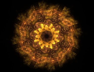 Temel parçacıklar serisi. Nükleer fizik ve grafik tasarımı konularında soyut fraktal formların etkileşimi.