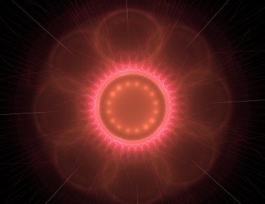 Temel parçacıklar serisi. Nükleer fizik ve grafik tasarımı konularında soyut fraktal formların etkileşimi.