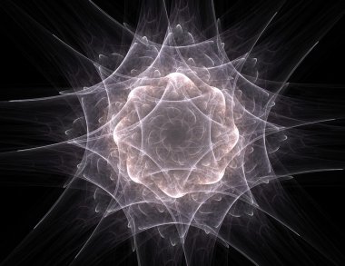 Temel parçacıklar serisi. Nükleer fizik ve grafik tasarımı konularında soyut fraktal formların etkileşimi.