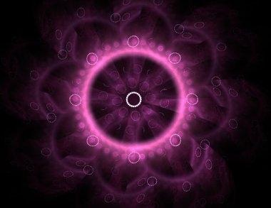 Temel parçacıklar serisi. Nükleer fizik ve grafik tasarımı konularında soyut fraktal formların etkileşimi.