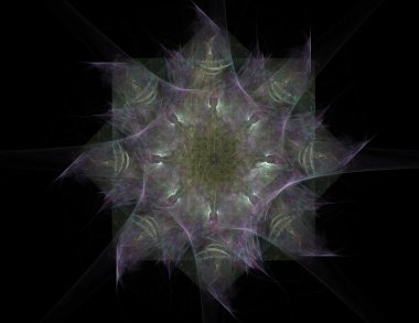 Temel parçacıklar serisi. Nükleer fizik ve grafik tasarımı konularında soyut fraktal formların etkileşimi.