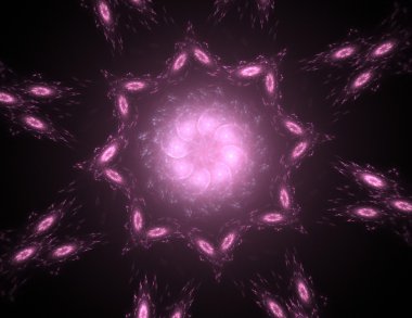 Temel parçacıklar serisi. Nükleer fizik ve grafik tasarımı konularında soyut fraktal formların etkileşimi.