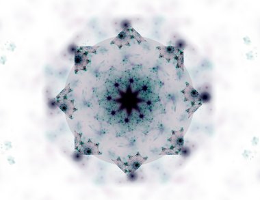 Temel parçacıklar serisi. Nükleer fizik ve grafik tasarımı konularında soyut fraktal formların etkileşimi.