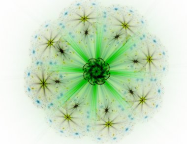 Temel parçacıklar serisi. Nükleer fizik ve grafik tasarımı konularında soyut fraktal formların etkileşimi.