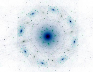 Temel parçacıklar serisi. Nükleer fizik ve grafik tasarımı konularında soyut fraktal formların etkileşimi.