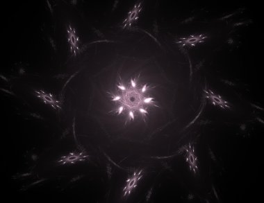 Temel parçacıklar serisi. Nükleer fizik ve grafik tasarımı konularında soyut fraktal formların etkileşimi