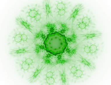 Temel parçacıklar serisi. Nükleer fizik ve grafik tasarımı konularında soyut fraktal formların etkileşimi.