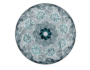 Temel parçacıklar serisi. Nükleer fizik ve grafik tasarımı konularında soyut fraktal formların etkileşimi.