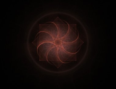 Temel parçacıklar serisi. Nükleer fizik ve grafik tasarımı konularında soyut fraktal formların etkileşimi.