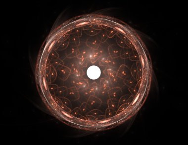Temel parçacıklar serisi. Nükleer fizik ve grafik tasarımı konularında soyut fraktal formların etkileşimi.