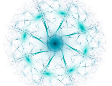 Temel parçacıklar serisi. Nükleer fizik ve grafik tasarımı konularında soyut fraktal formların etkileşimi.