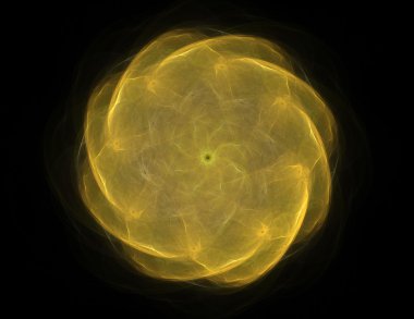 Temel parçacıklar serisi. Nükleer fizik ve grafik tasarımı konularında soyut fraktal formların etkileşimi.