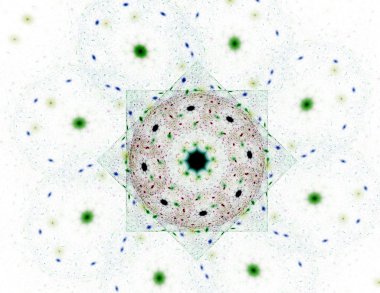 Temel parçacıklar serisi. Nükleer fizik ve grafik tasarımı konularında soyut fraktal formların etkileşimi.