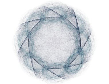 Temel parçacıklar serisi. Nükleer fizik ve grafik tasarımı konularında soyut fraktal formların etkileşimi.