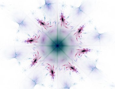 Temel parçacıklar serisi. Nükleer fizik ve grafik tasarımı konularında soyut fraktal formların etkileşimi.