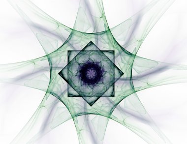 Temel parçacıklar serisi. Nükleer fizik ve grafik tasarımı konularında soyut fraktal formların etkileşimi.