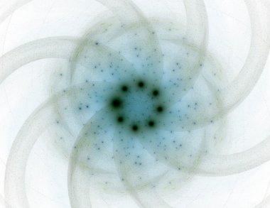 Temel parçacıklar serisi. Nükleer fizik ve grafik tasarımı konularında soyut fraktal formların etkileşimi.