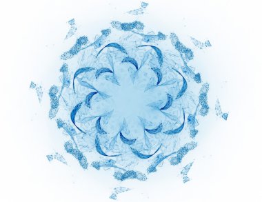 Temel parçacıklar serisi. Nükleer fizik ve grafik tasarımı konularında soyut fraktal formların etkileşimi.
