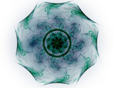 Temel parçacıklar serisi. Nükleer fizik ve grafik tasarımı konularında soyut fraktal formların etkileşimi.