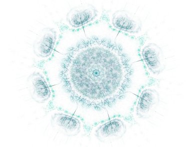 Temel parçacıklar serisi. Nükleer fizik ve grafik tasarımı konularında soyut fraktal formların etkileşimi.