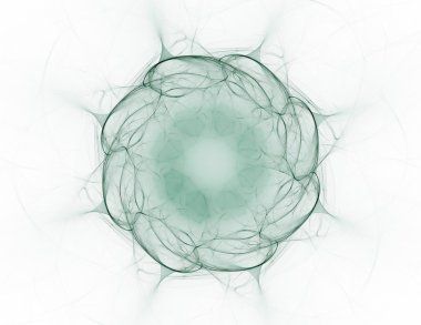 Temel parçacıklar serisi. Nükleer fizik ve grafik tasarımı konularında soyut fraktal formların etkileşimi.