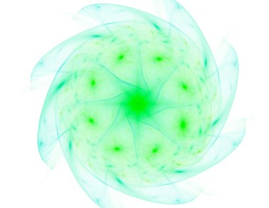 Temel parçacıklar serisi. Nükleer fizik ve grafik tasarımı konularında soyut fraktal formların etkileşimi.