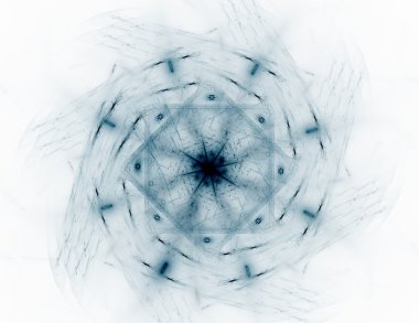 Temel parçacıklar serisi. Nükleer fizik ve grafik tasarımı konularında soyut fraktal formların etkileşimi.