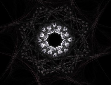 Temel parçacıklar serisi. Nükleer fizik ve grafik tasarımı konularında soyut fraktal formların etkileşimi