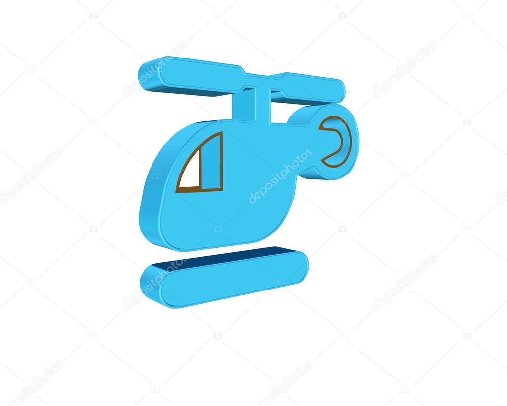 3D illustration blue helicopter isolated on white background. 3D rendering.