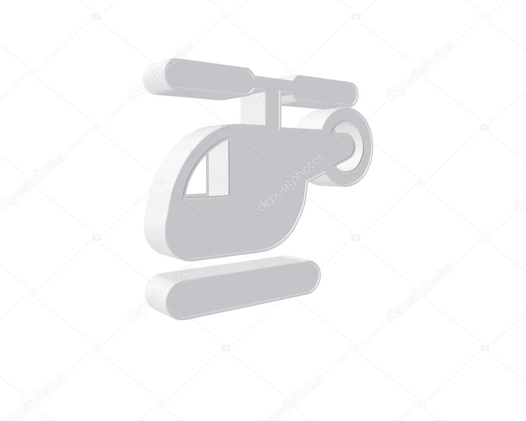 3D illustration grey helicopter isolated on white background. 3D rendering.