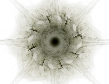 Temel parçacıklar serisi. Nükleer fizik ve grafik tasarımı konularında soyut fraktal formların etkileşimi.