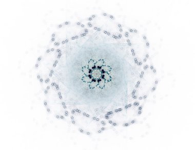 Temel parçacıklar serisi. Nükleer fizik ve grafik tasarımı konularında soyut fraktal formların etkileşimi.