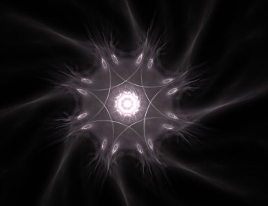 Temel parçacıklar serisi. Nükleer fizik ve grafik tasarımı konularında soyut fraktal formların etkileşimi.