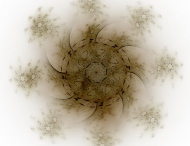 Temel parçacıklar serisi. Nükleer fizik ve grafik tasarımı konularında soyut fraktal formların etkileşimi.