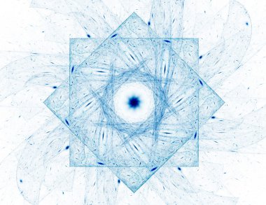 Temel parçacıklar serisi. Nükleer fizik ve grafik tasarımı konularında soyut fraktal formların etkileşimi.