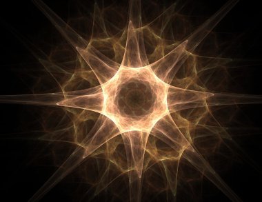 Temel parçacıklar serisi. Nükleer fizik ve grafik tasarımı konularında soyut fraktal formların etkileşimi.