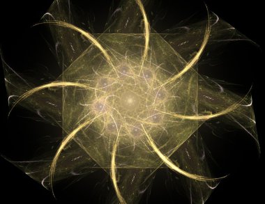 Temel parçacıklar serisi. Nükleer fizik ve grafik tasarımı konularında soyut fraktal formların etkileşimi.