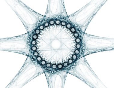 Temel parçacıklar serisi. Nükleer fizik ve grafik tasarımı konularında soyut fraktal formların etkileşimi.