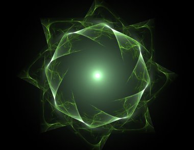 Temel parçacıklar serisi. Nükleer fizik ve grafik tasarımı konularında soyut fraktal formların etkileşimi.