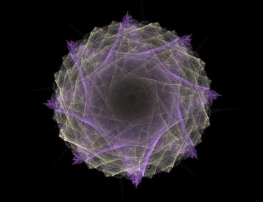 Temel parçacıklar serisi. Nükleer fizik ve grafik tasarımı konularında soyut fraktal formların etkileşimi.