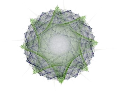 Temel parçacıklar serisi. Nükleer fizik ve grafik tasarımı konularında soyut fraktal formların etkileşimi.