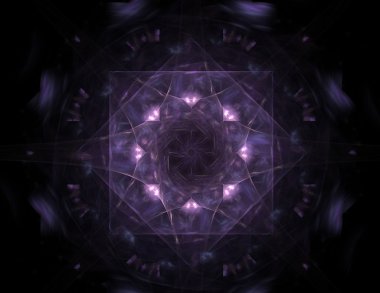 Temel parçacıklar serisi. Nükleer fizik ve grafik tasarımı konularında soyut fraktal formların etkileşimi.