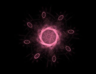 Temel parçacıklar serisi. Nükleer fizik ve grafik tasarımı konularında soyut fraktal formların etkileşimi.